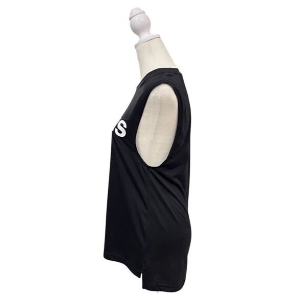 Adidas Black Sleeveless Tank with White Logo Graphic Size Small - Picture 2 of 11